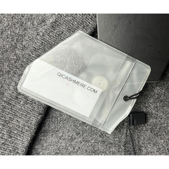 1-32 QI CASHMERE Men's Sweater V-Neck Charcoal-Gray 2XL - Picture 10 of 10